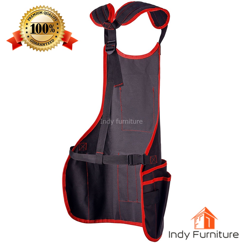 เอี๊ยมกันเปื้อนช่าง กระเป๋าเครื่องมือช่าง ผ้ากันเปื้อน เสื้อช่างใส่เครื่องมือ สีดำ/แดง