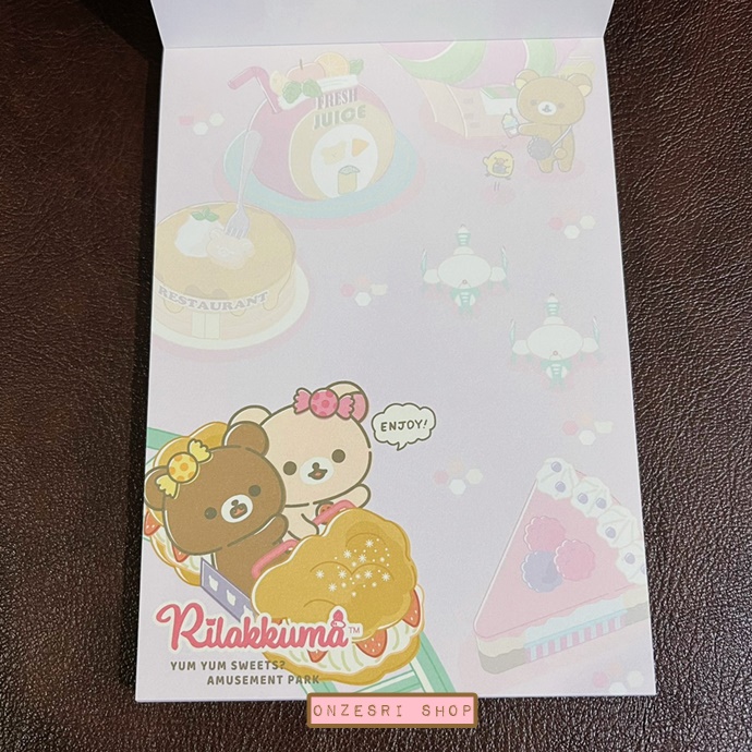สมุดฉีก Rilakkuma Yum Yum Sweets? Amusement Park แบบสีชมพู ขนาด 14.8 x 10.5 ซม. มี 4 ลาย รวม 100 แผ่น