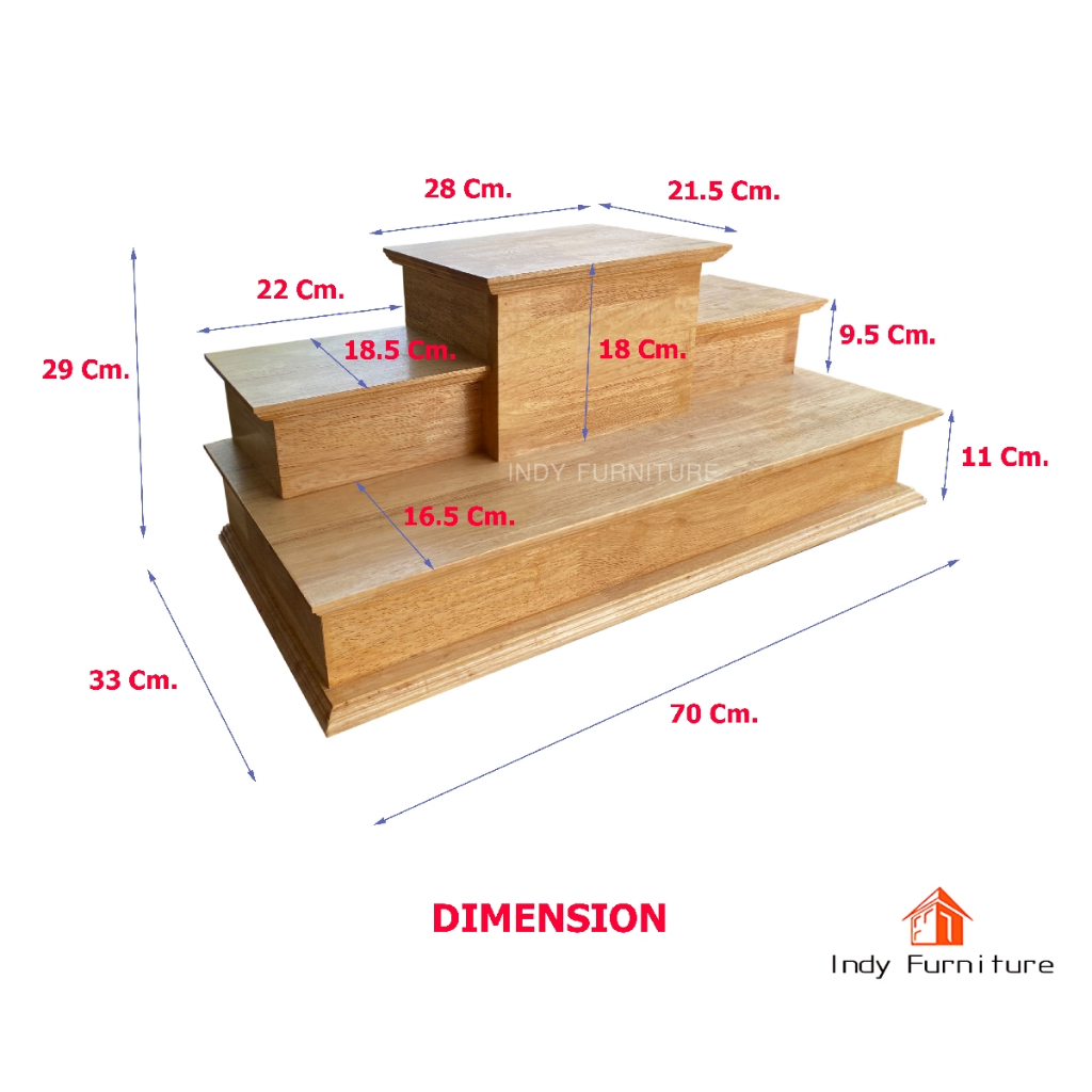 หิ้งพระ ไม้ยางพารา รุ่น HP1 สีธรรมชาติ