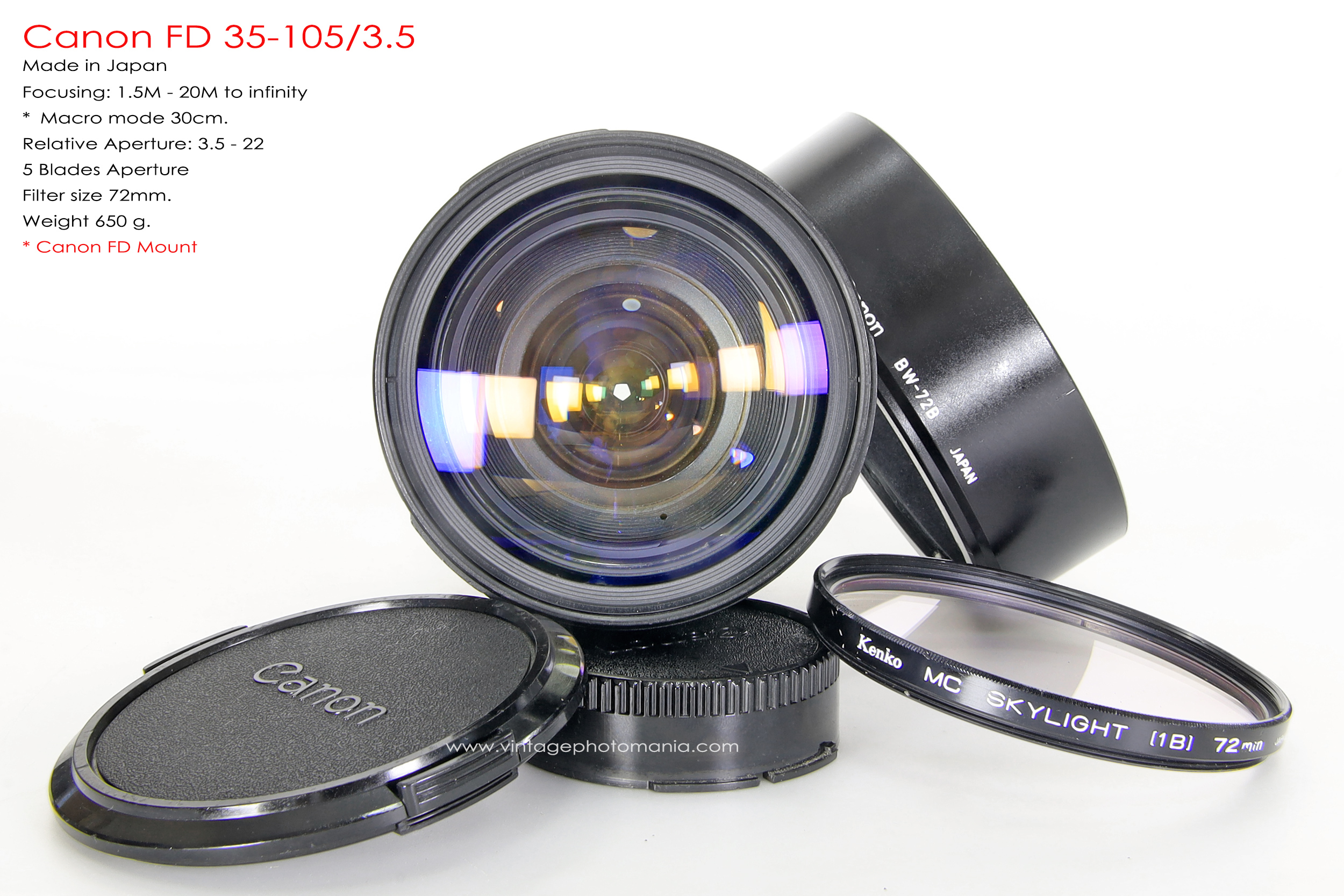 Canon FD 35-105/3.5 *FD Mount เลนส์อเนกประสงค์ไวแสงเอฟไม่ไหล