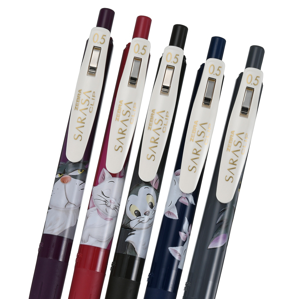เซ็ตปากกา Zebra Sarasa Clip Disney Store Japan Exclusive แบบ Disney Cat หัว 0.5 หมึก 5 สี