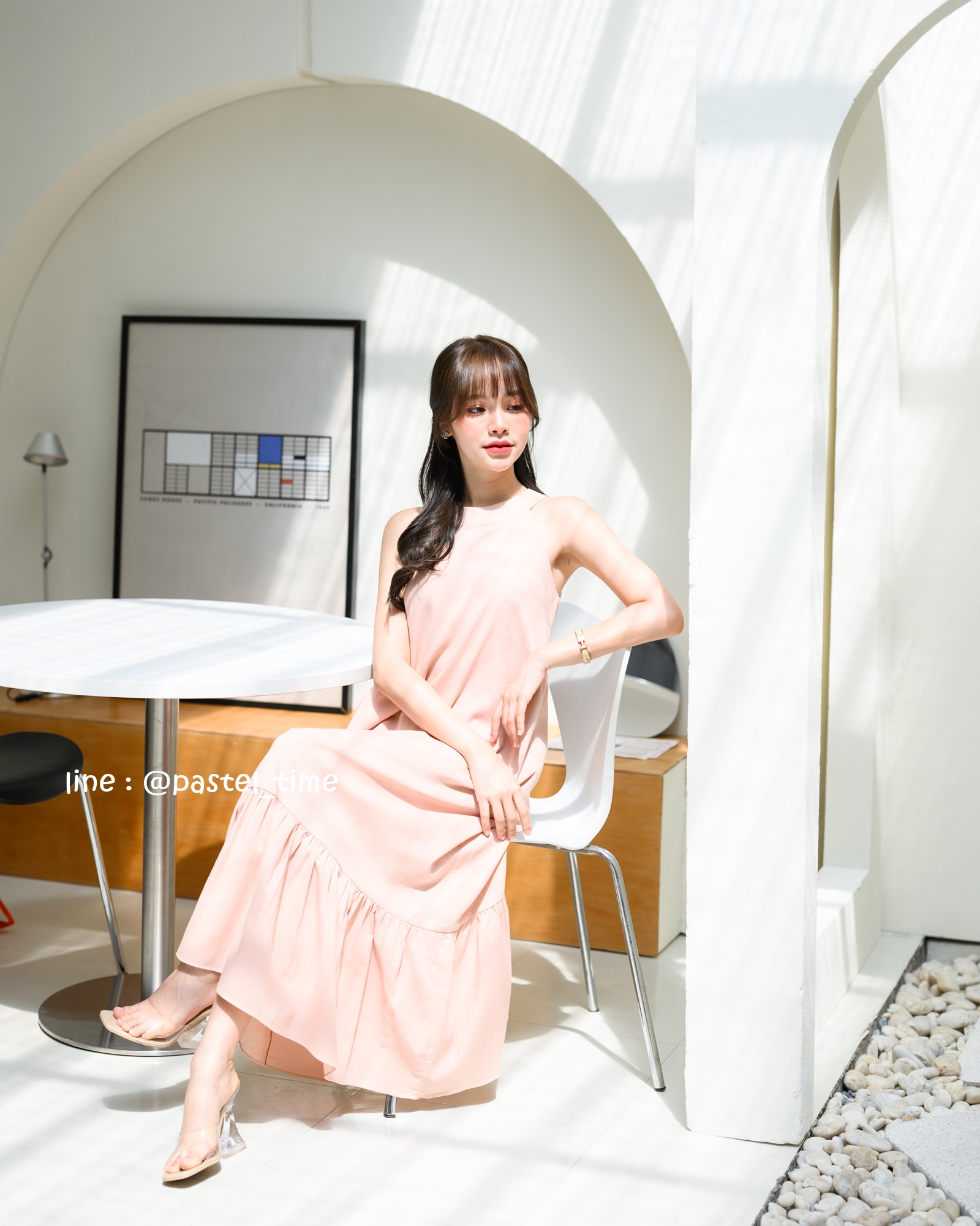 Clio Vest Linen Maxi dress - สีชมพู