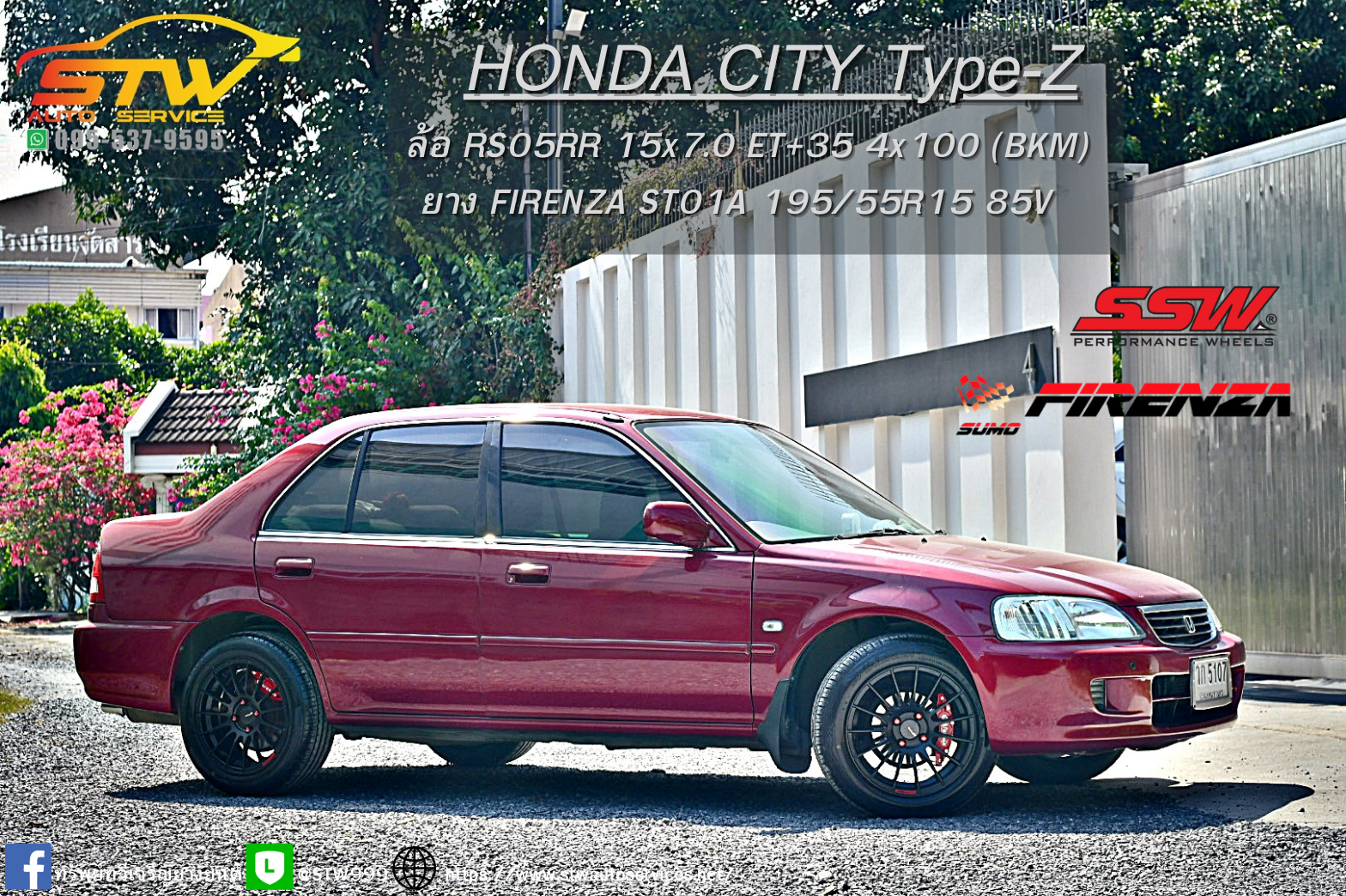 ล้อซิ่ง ENKEI RS05RR SSW S254 ขอบ15นิ้ว+ยางไทย FIRENZA ST01A 195/55R15 85V