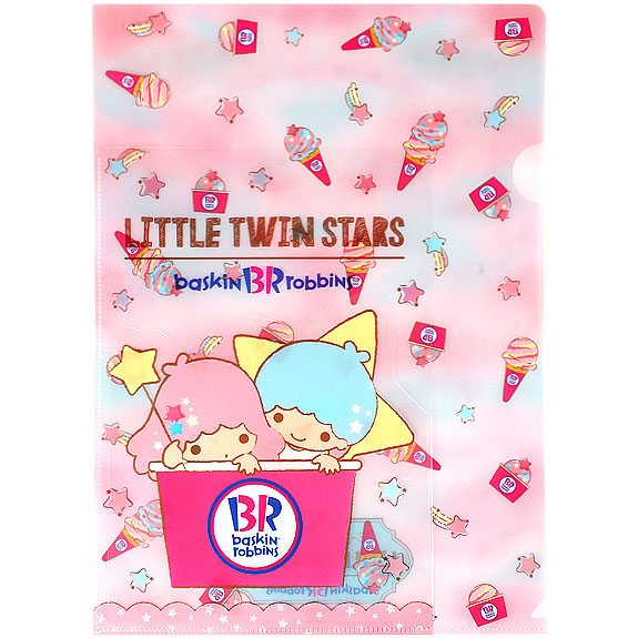 แฟ้ม A4 Sanrio x Baskin Robbins ลาย Little Twin Stars ใส่เอกสารได้ 3 ช่อง แบ่งเป็น 2 ซองเล็กด้านหน้าและ A4 ช่องสุดท้าย
