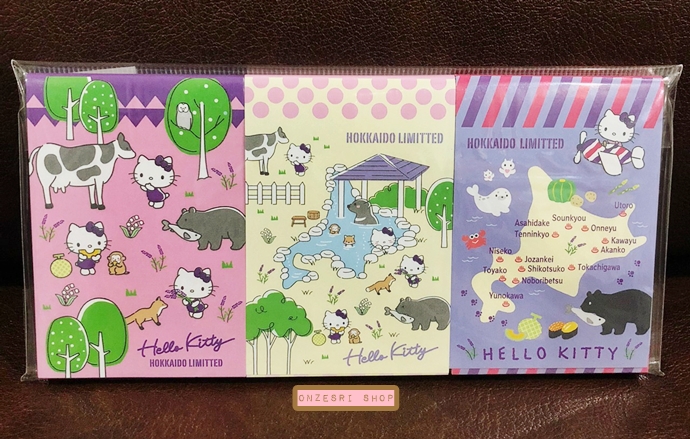 Set สมุดฉีกเล็ก Hello Kitty Hokkaido Limited 3 ลาย มีเฉพาะที่ Hokkaido Japan เท่านั้น ขนาดเล่มละ 5.5 x 8 ซม.