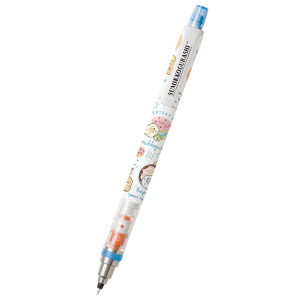 ดินสอกด Kurutoga ลาย Sumikko Gurashi Neko - Donuts สีขาวฟ้า หัว 0.5 แบรนด์นี้ขึ้นชื่อด้านมีระบบเหลาไส้เองในตัวดินสอ ทำให้เวลาเขียนเส้นจะคมชัดตลอด