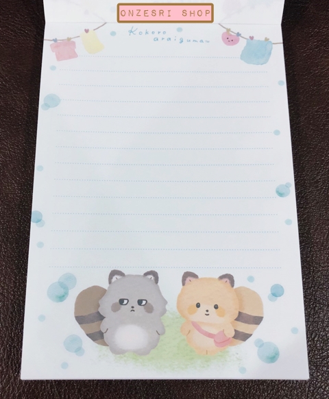 สมุดฉีก Kokoro Araiguma แบบสีฟ้า ขนาด 14.8 x 10.5 ซม. มี 4 ลาย รวม 100 แผ่น