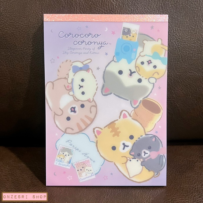 สมุดฉีก Corocoro Coronya Sleepover Party แบบสีชมพู ขนาด 14.8 x 10.5 ซม. มี 4 ลาย รวม 100 แผ่น