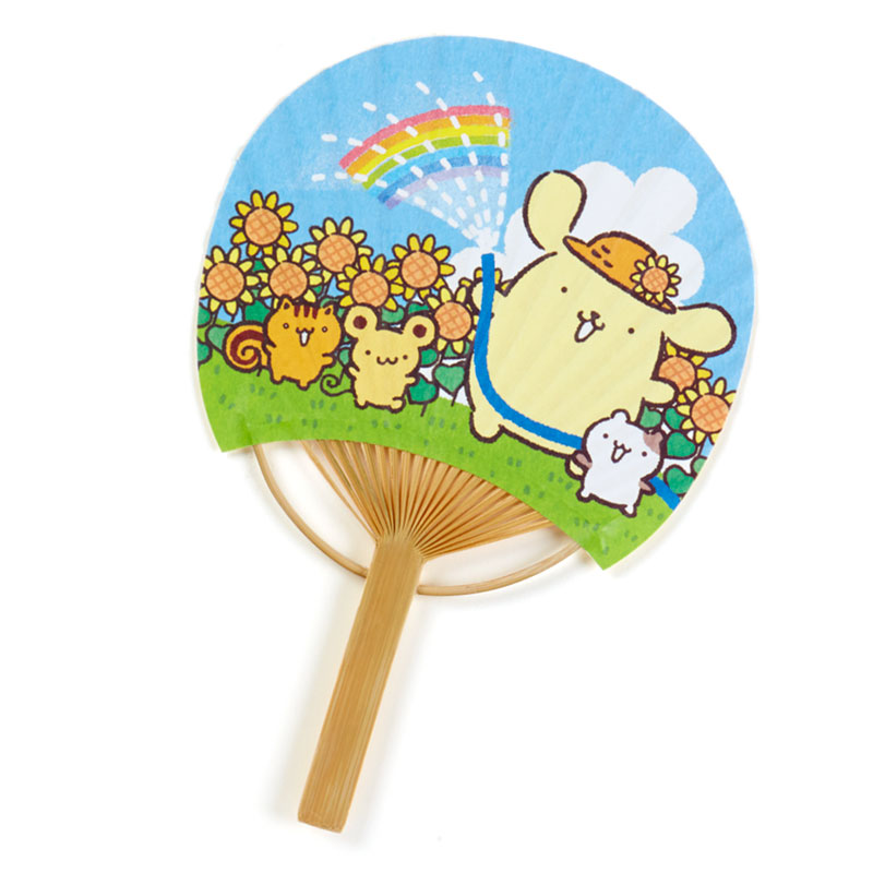 Fan Card from Sanrio Japan พัดกระดาษลาย Pompompurin พร้อมซอง มีกระดาษโน้ต สามารถเขียนข้อความได้ ขนาด 17 x 11.5 ซม.