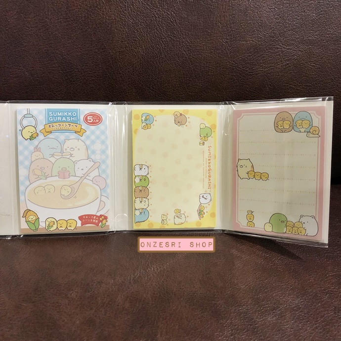 กระดาษโน้ต Memo แบบเล่มลาย Sumikko Gurashi Shiro Kuma's Corn Soup แบบสันสีฟ้า มียางลบเล็ก 6 ก้อน ขนาด 9 x 7 x 1.8 ซม. กระดาษมี 6 ลาย รวม 120 แผ่น