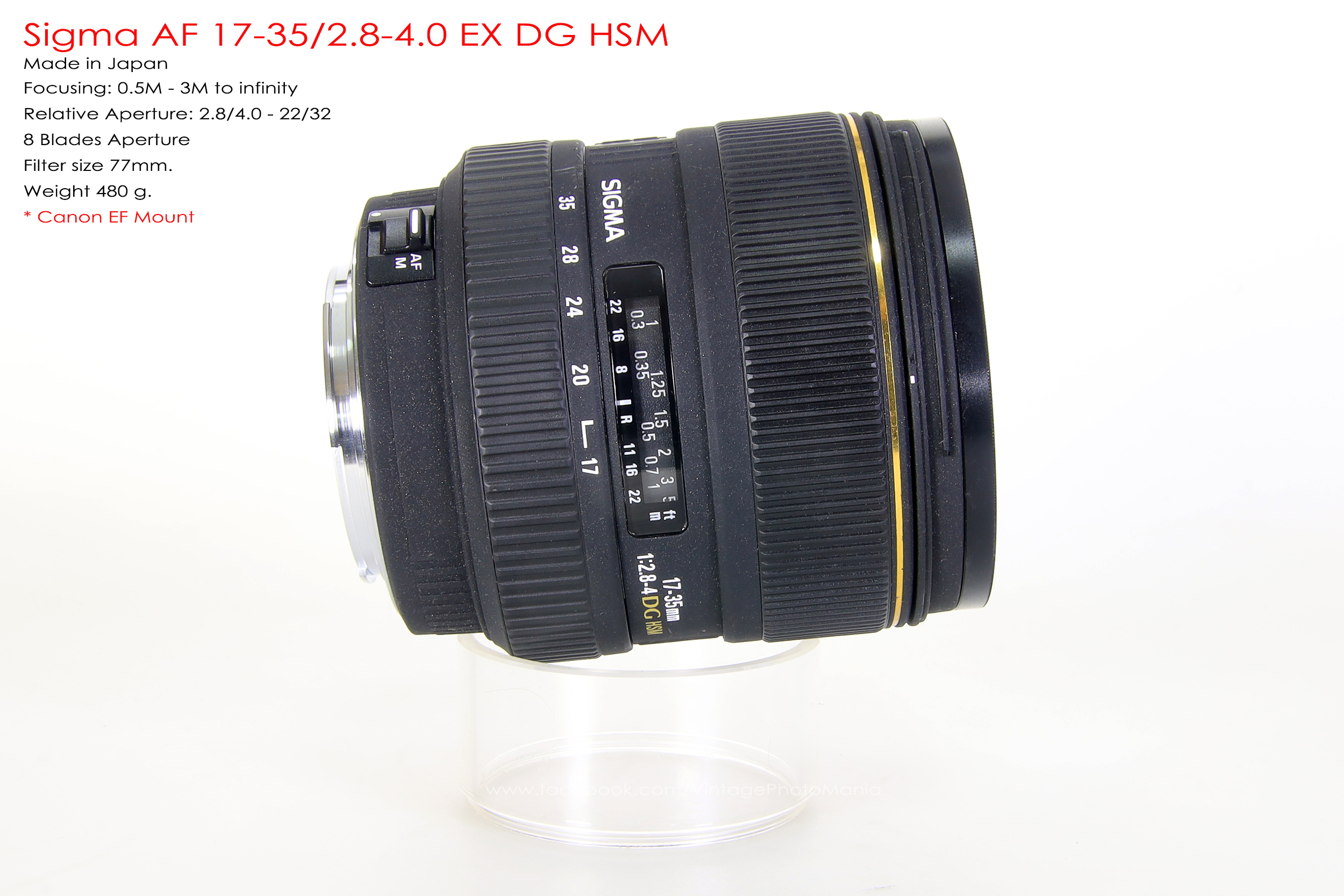 Sigma AF 17-35/2.8-4.0 EX DG HSM*Canon EF Mount เลนส์ไวด์ไวแสงรองรับกล้องฟูลเฟรม Canon