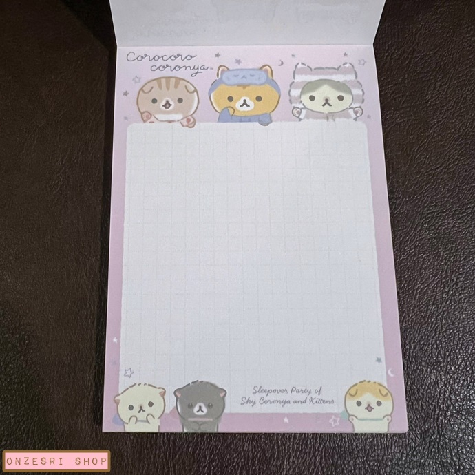 สมุดฉีก Corocoro Coronya Sleepover Party แบบสีฟ้า ขนาด 14.8 x 10.5 ซม. มี 4 ลาย รวม 100 แผ่น
