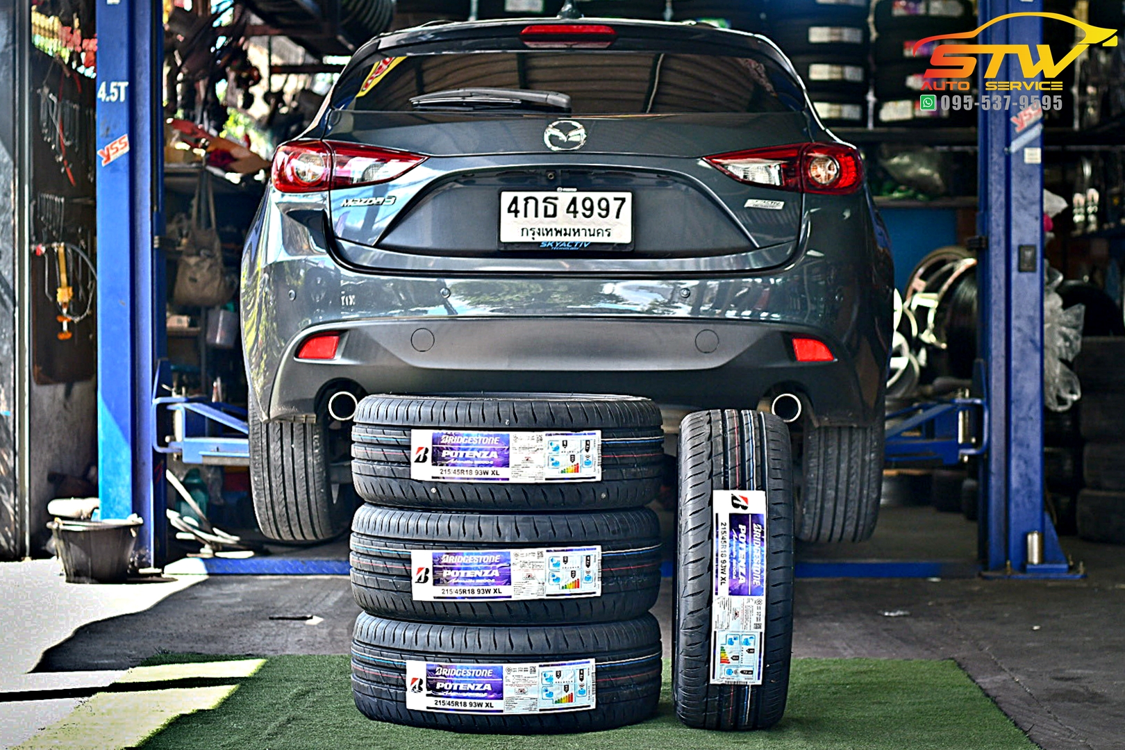 เปลี่ยนยาง MAZDA 3 SKYACTIV BRIDGESTONE POTENZA RE004 215/45R18 93W