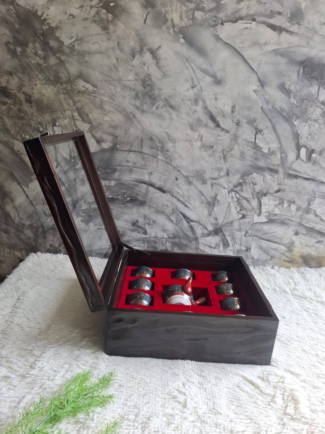 กล่องไม้ใส่ชุดแก้ว