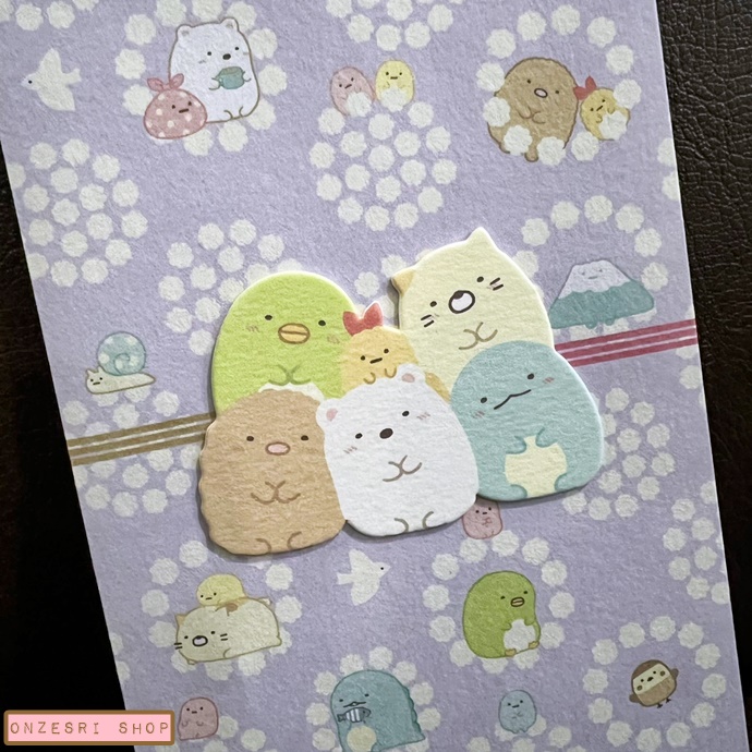 ซองใส่เงิน/จดหมาย San-X Pochi Bag ลาย Sumikko Gurashi สีม่วง ขนาด 18 x 9 ซม. มี 2 ซองในเซ็ต พร้อมสติกเกอร์ ตรงลายทำเป็นแบบญี่ปุ่น กระดาษแข็งปั๊มนูน