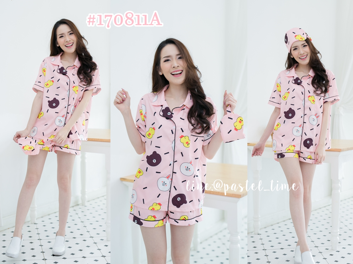 Cony & Brown Friends Pajamas Set เซทชุดนอน : สีโอรส