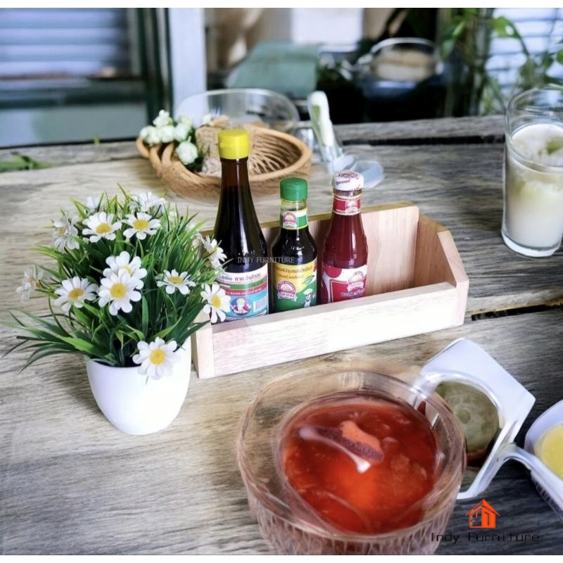 ที่ใส่เครื่องปรุง ที่ใส่ของอเนกประสงค์ ไม้ยางพารา รุ่น Box-01 สีธรรมชาติ