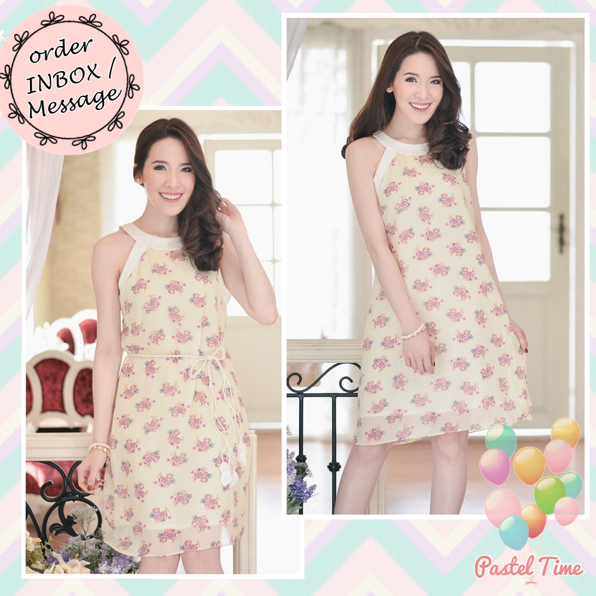 Sweet Flowery Vest Dress -ไม่รวมเชือก