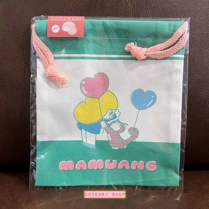 ถุงผ้ารูดเชือก SWEET MAMUANG (มะม่วงจัง) ของแท้จากญี่ปุ่น ขนาด 16 x 18 ซม. แบบ Balloon