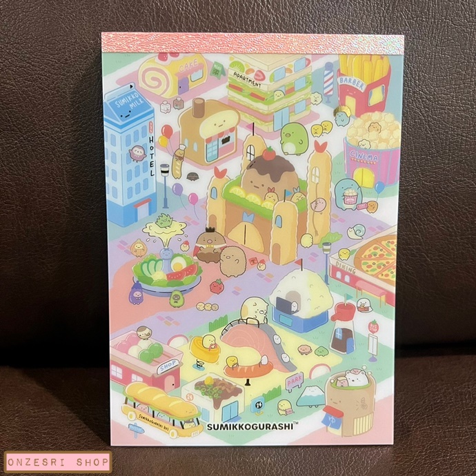 สมุดฉีก Sumikko Gurashi Welcome! Food Oukoku แบบขอบสีชมพู ขนาด 14.8 x 10.5 ซม. มี 4 ลาย รวม 100 แผ่น