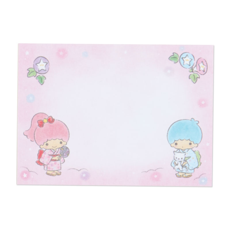 Fan Card from Sanrio Japan พัดกระดาษลาย Little Twin Stars พร้อมซอง มีกระดาษโน้ต สามารถเขียนข้อความได้ ขนาด 17 x 11.5 ซม.