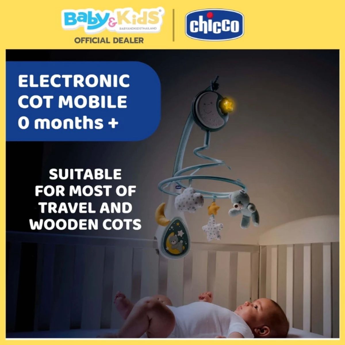 Chicco โมบายเด็กสำหรับแขวนติดเตียงเด็ก First Dream Next 2 Dream Mobile Gray