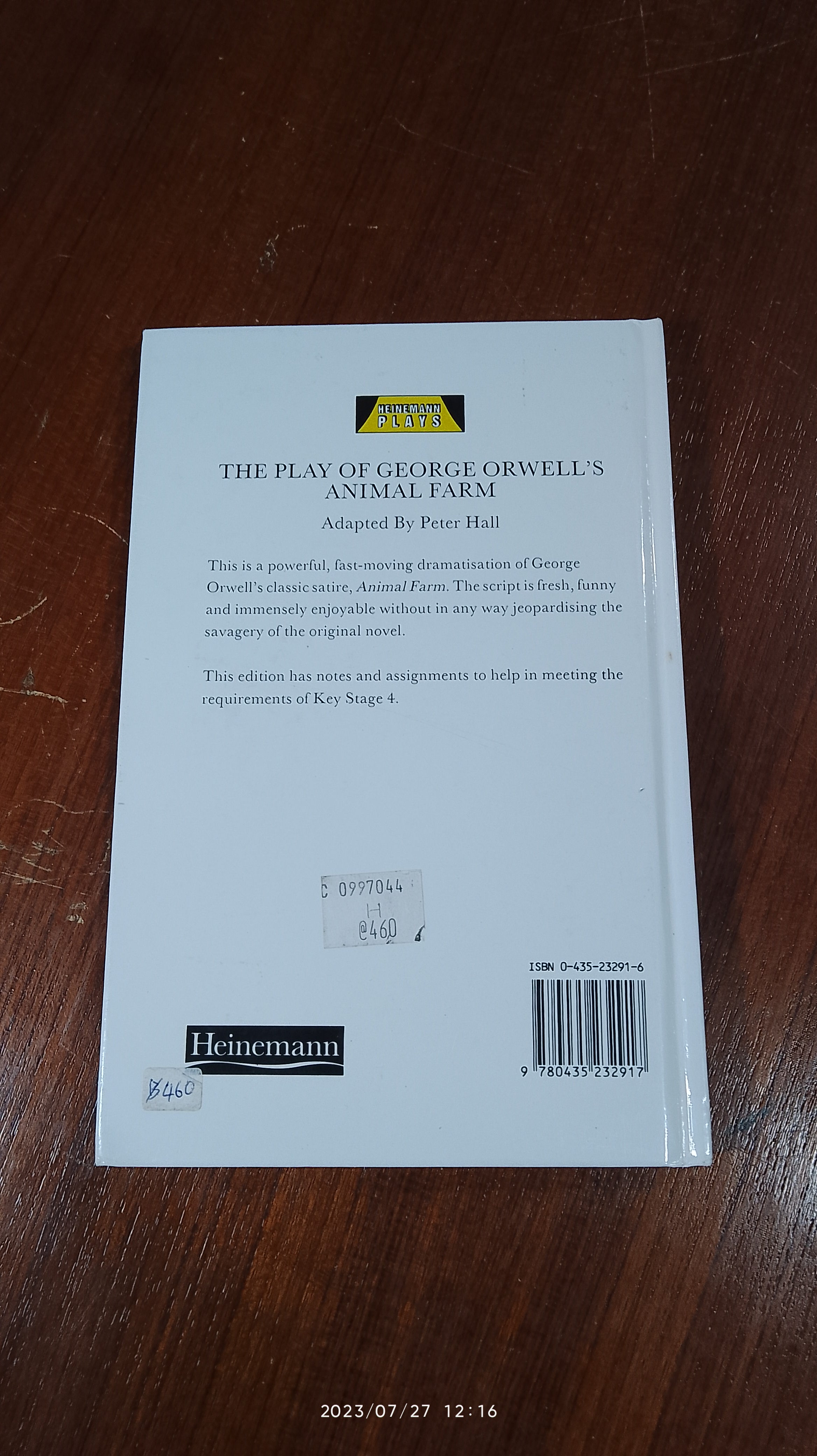 THE PLAY OF GEORGE ORWELL'S ANIMAL FARM Adapted By Peter Hall