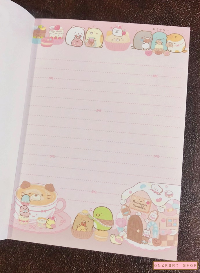สมุดเล่มเล็ก ลาย Sumikko Gurashi Neko's Siblings and Sweet Shop แบบ Dinner ขนาด 14.8 x 10.5 x 1.3 ซม. มี 4 ลาย รวม 120 แผ่น