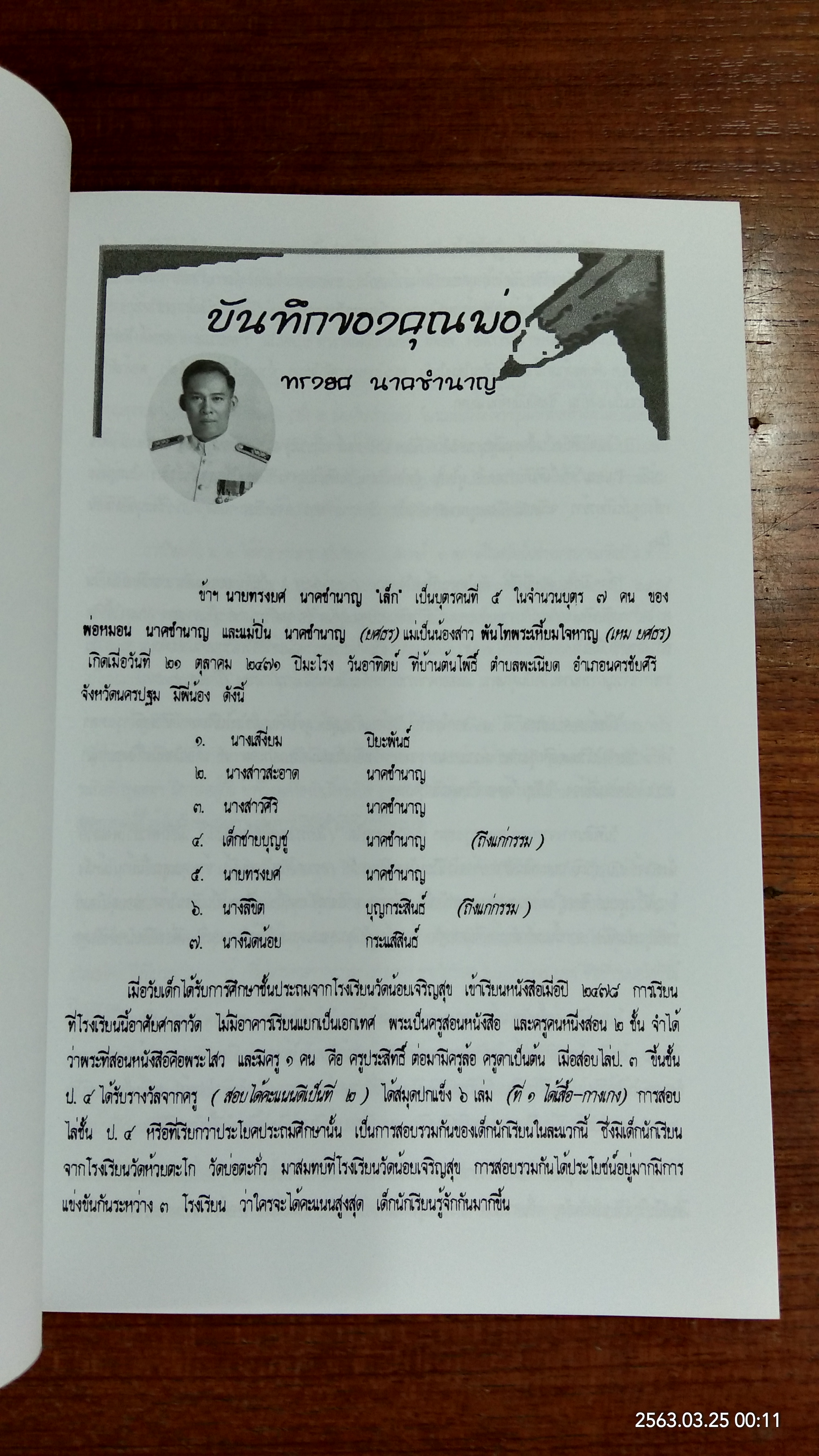 อนุสรณ์ในงานพระราชทานเพลิงศพ นายทรงยศ นาคชำนาญ