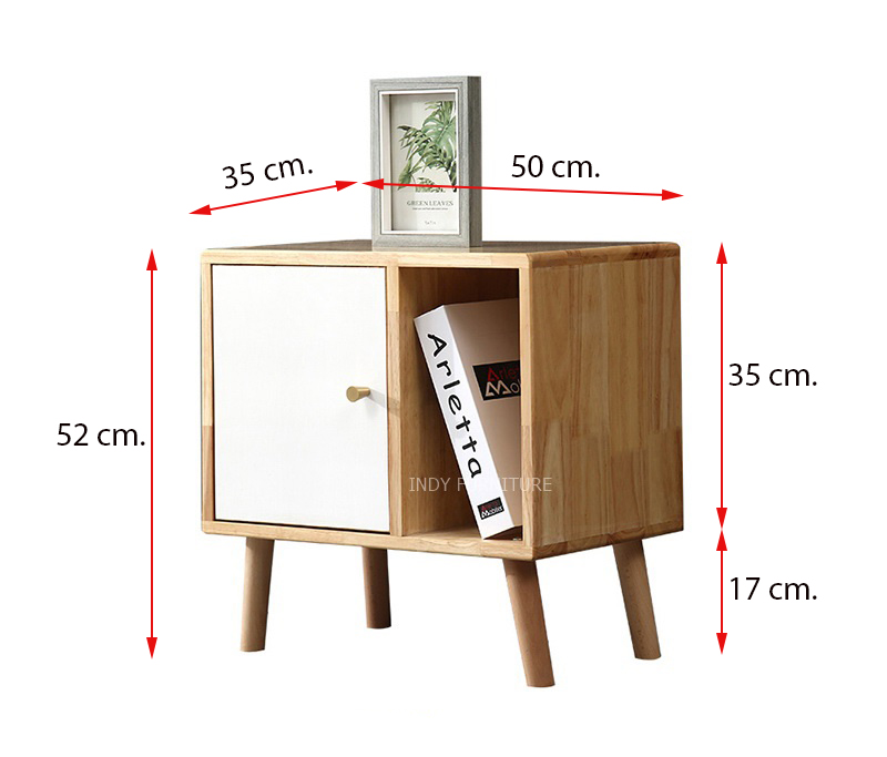 ชุดตู้วางทีวีไม้ยางพารา Racha-CBW- SR120 สีธรรมชาติ/หน้าบานขาว 225x35x92 cm.