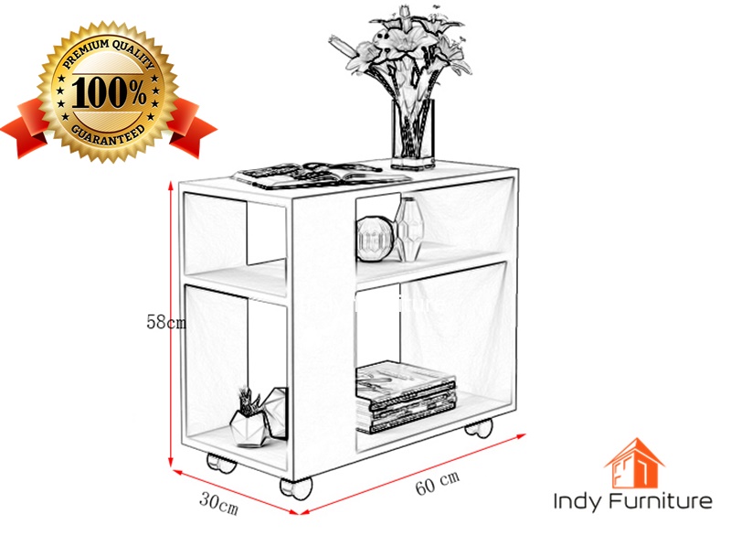 โต๊ะอเนกประสงค์ไม้ยางพารา รุ่น Hi-WD ขนาด กว้าง30 x ลึก60 xสูง58Cm. สีธรรมชาติ
