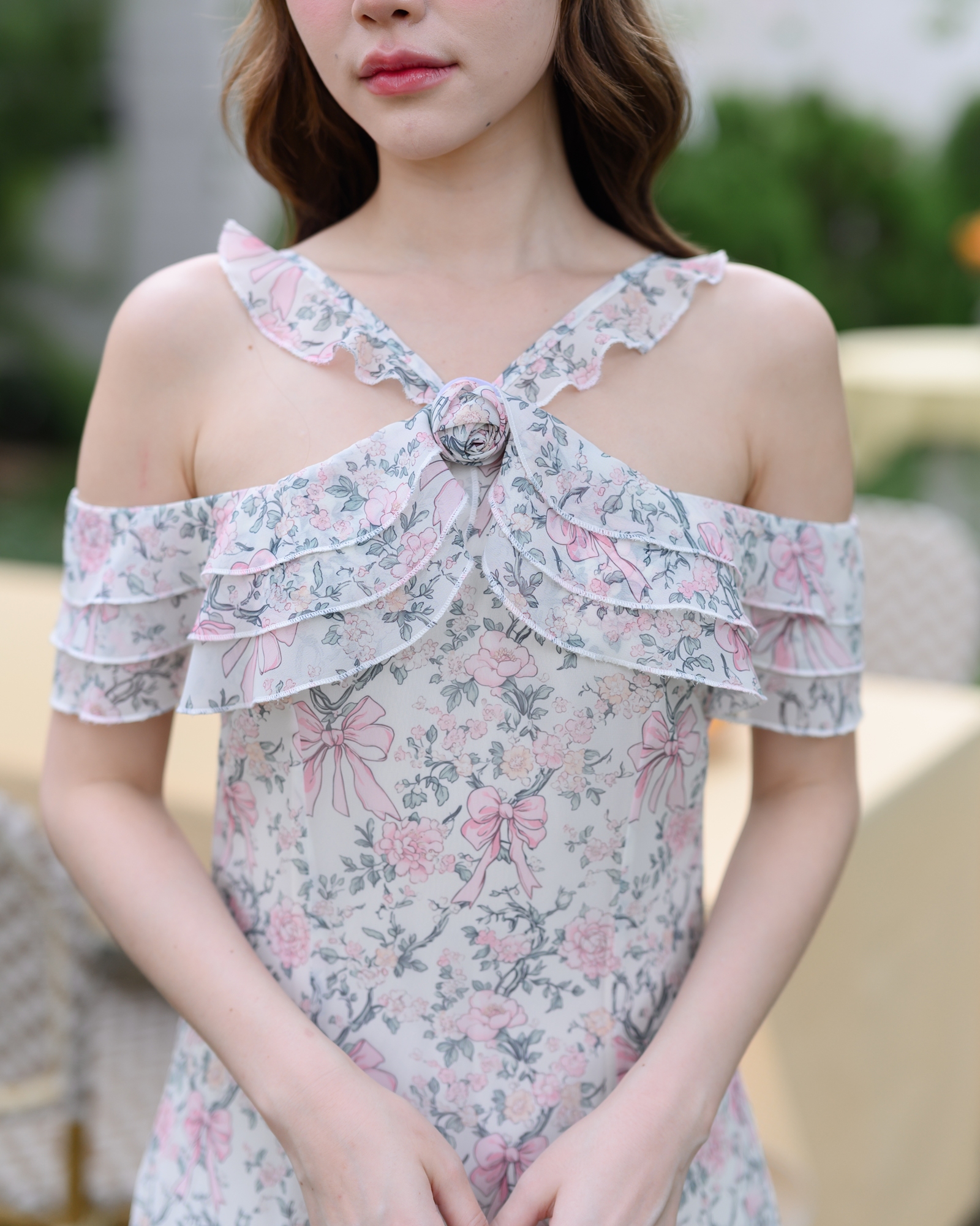 Coquette Bow Off-Shoulder Maxi Dress