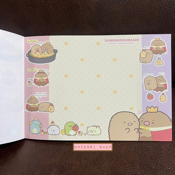 สมุดฉีก Sumikko Gurashi Welcome! Food Oukoku แบบขอบสีชมพู ขนาด 14.8 x 10.5 ซม. มี 4 ลาย รวม 100 แผ่น