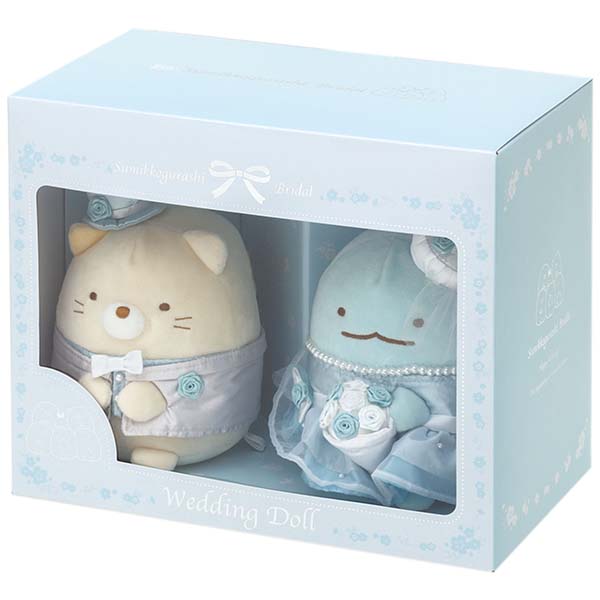 เซ็ตตุ๊กตาคู่แต่งงาน San-X Japanese Welcome Doll (Wedding) แบบ Sumikko Gurashi - Neko (Groom) & Tokage (Bride) ขนาดกล่อง 24 x 30 x 17 ซม. น่ารัก ลิมิเต็ดมาก