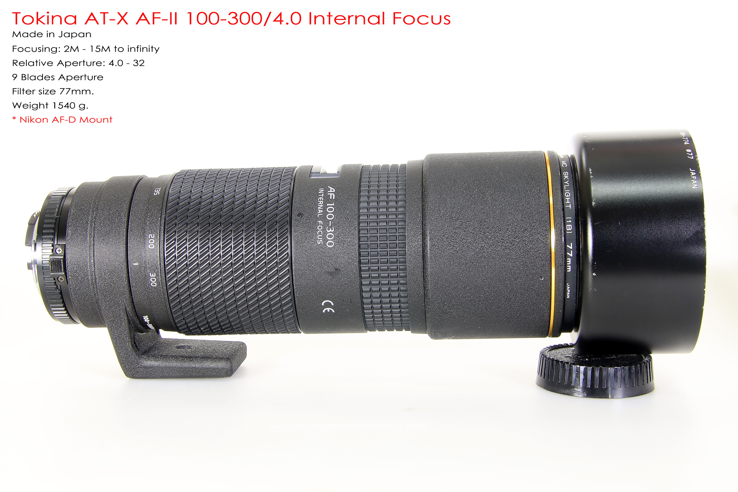 Tokina AT-X AFII 100-300/4.0 Internal Focus *Nikon AF-D Mount เลนส์ซูมซูเปอร์เทเลสายถ่ายนกเอฟกว้าง