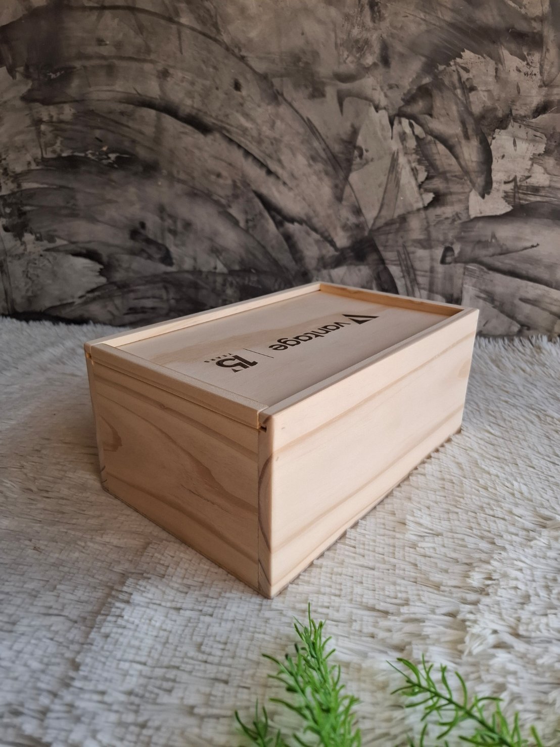 กล่องไม้ใส่แก้ว 2 ใบ