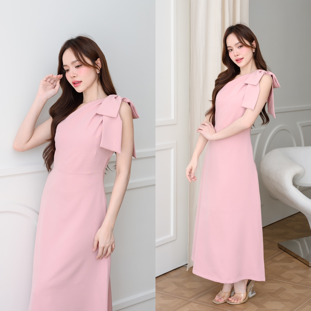 Julia one shoulder maxi dress: สีชมพู