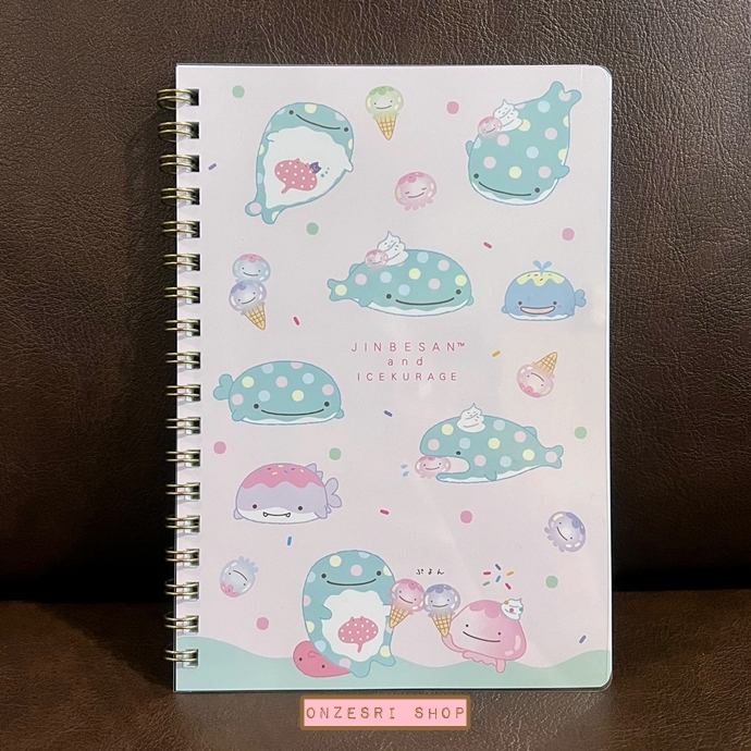 สมุดริมลวด Jinbesan and Ice Kurage แบบลายพร้อย ขนาด 18 x 12.5 ซม. (B6) มี 120 หน้า
