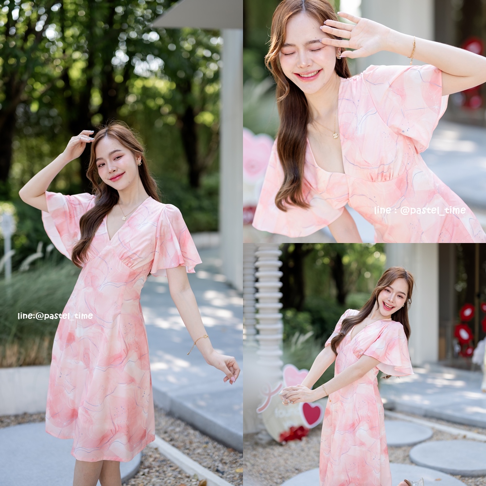 Sassy Marble Midi Dress : Oldrose โทนสีโอรส