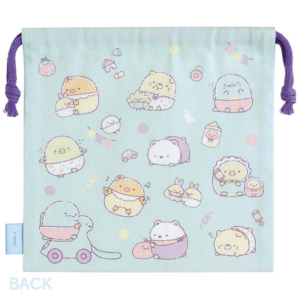 กระเป๋ารูดเชือก Sumikko Gurashi - Sumikko Baby สีฟ้า ขนาด 20 x 20 ซม.