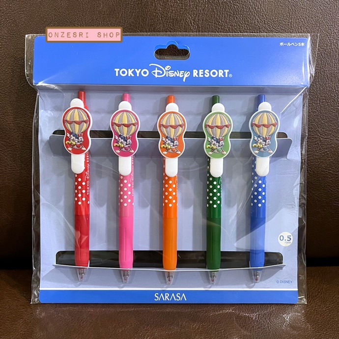 Set ปากกา Zebra Sarasa Clip จากญี่ปุ่น ลาย Mickey & Friends Retro Balloon Design หัว 0.5 รวม 5 แท่ง หมึกสีดำ มีเฉพาะที่ Tokyo Disney Resort เท่านั้น