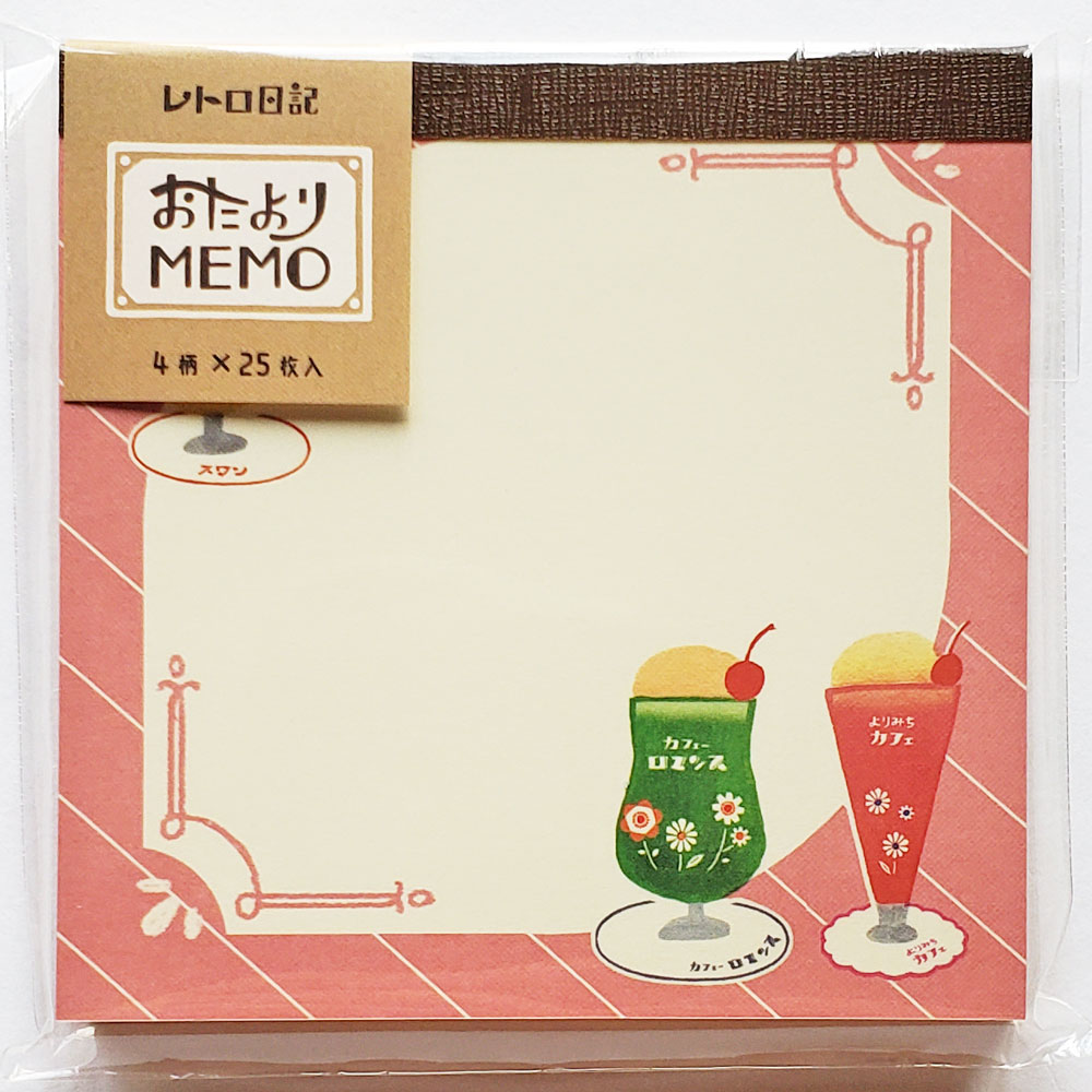 สมุดฉีก Furukawa Paper Works Memo จากญี่ปุ่น ลาย Pink Cream Soda ขนาด 9 x 9 ซม. มี 4 ลาย รวม 100 แผ่น
