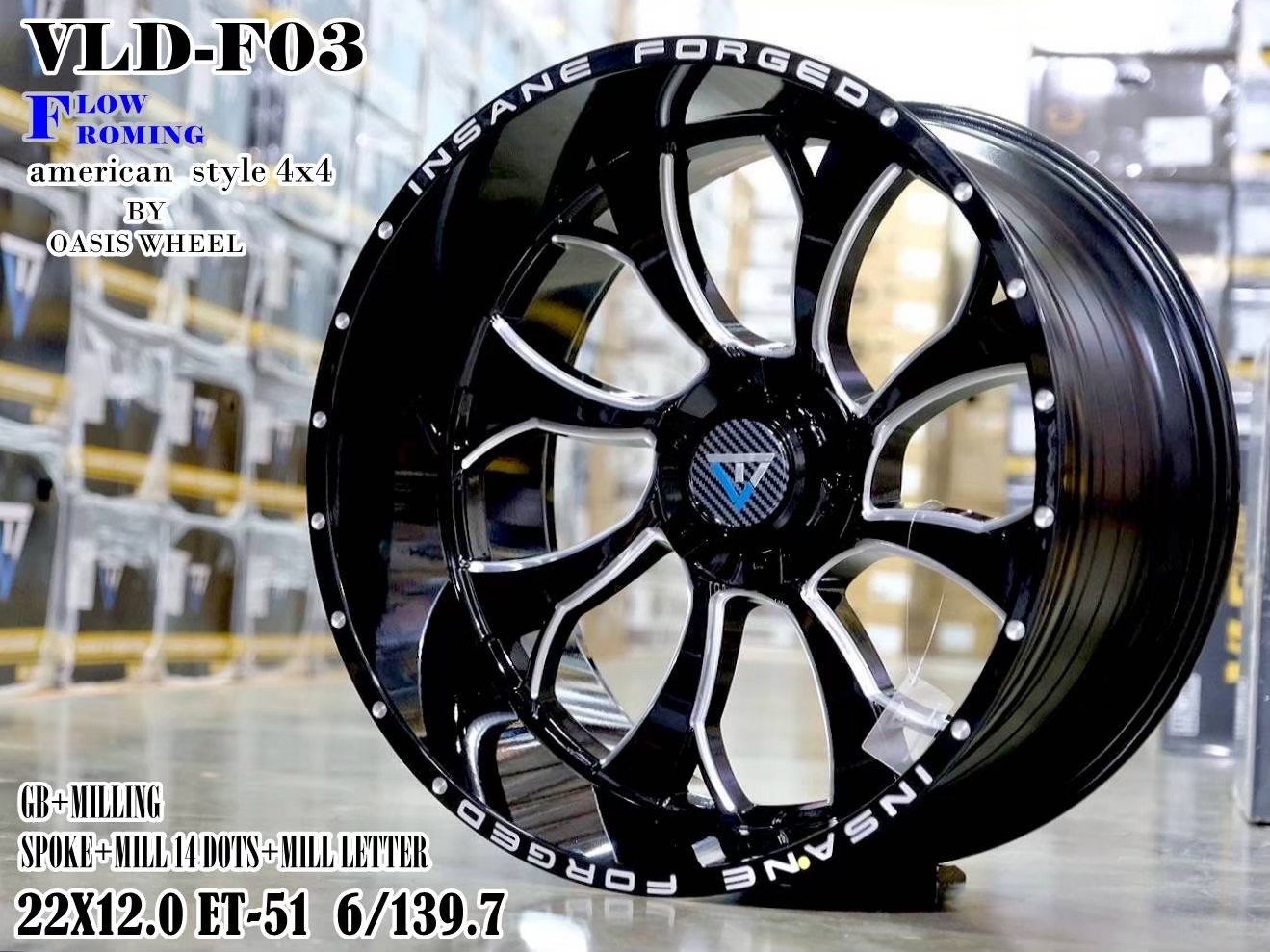 ล้อ OFF-ROAD 22นิ้ว กว้าง12 ลบ51 OASIS VLD F03 ล้อเบา