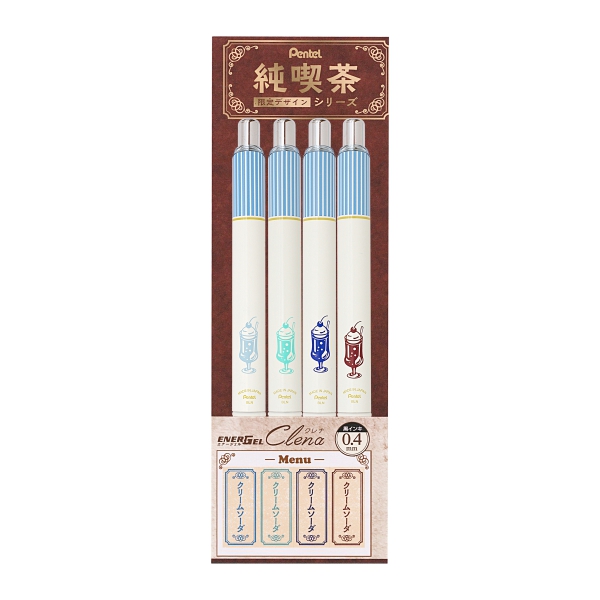 เซ็ตปากกา Pentel Energel Clena (Limited Design) แบบ Cream Soda Set หัว 0.4 หมึกสีดำ