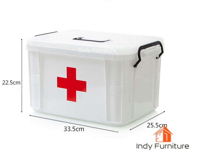 กล่องยาสามัญประจำบ้าน เอนกประสงค์ ขนาด กว้าง 33.5 x สูง 22.5 x ลึก 25.5 ซม.