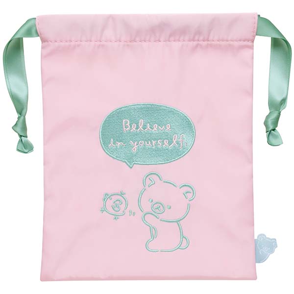 กระเป๋ารูดเชือก Rilakkuma's Messages สีชมพู ขนาด 22.5 x 18 ซม.