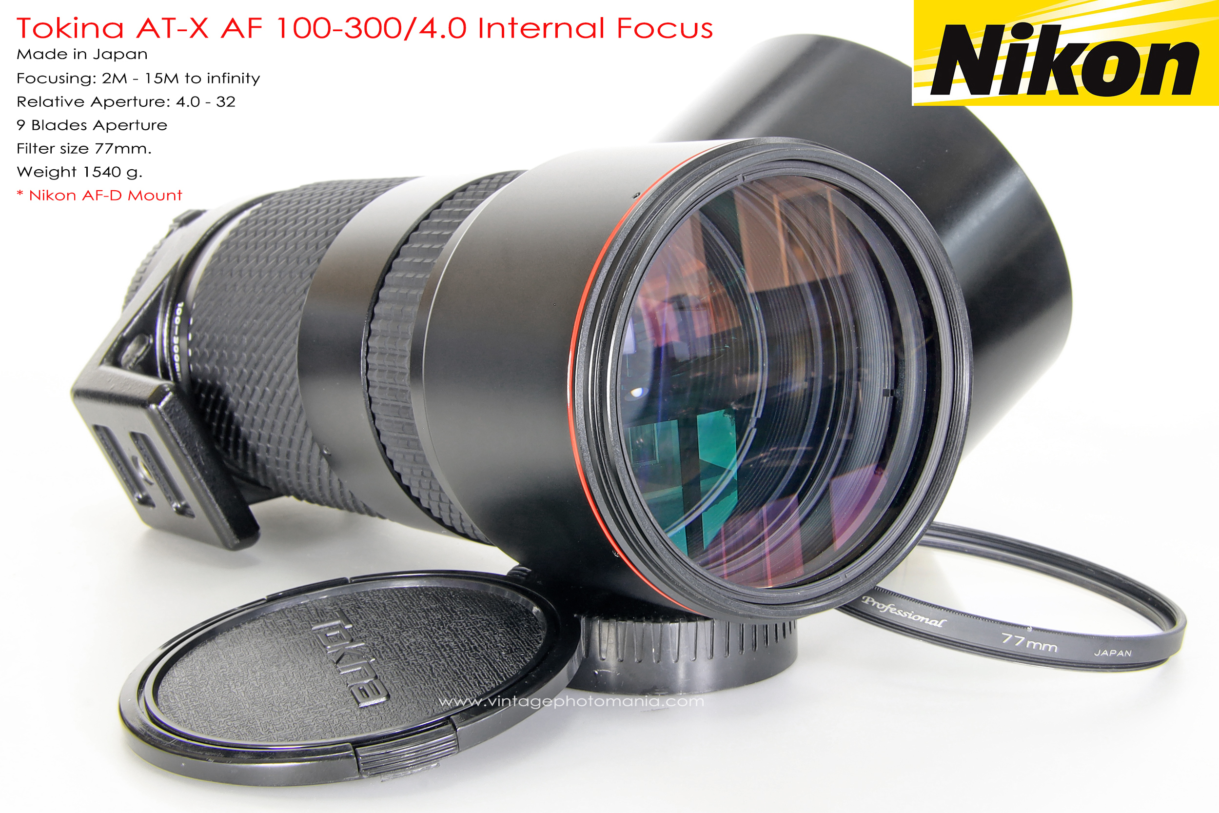 Tokina AT-X AF 100-300/4.0 Internal Focus *Nikon AF-D Mount เลนส์ซูมซูเปอร์เทเลสายถ่ายนกเอฟไม่ไหล