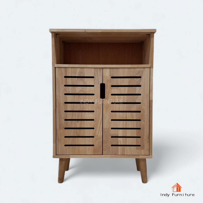 Indy Furniture ตู้อเนกประสงค์ ตู้วางรองเท้า ตู้เก็บผ้าพับ รุ่น Airflow สีธรรมชาติ