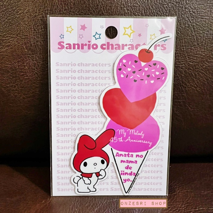 Vinyl Big Sticker ลาย My Melody 45th Anniversary แบบ Ice Cream กันน้ำ กัน UV ใช้ติดสิ่งของได้ ทนมาก ขนาด 6.2 x 11.1 ซม.