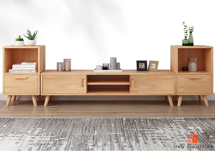 ตู้วางทีวีไม้ยางพารา รุ่น Dora สีธรรมชาติ